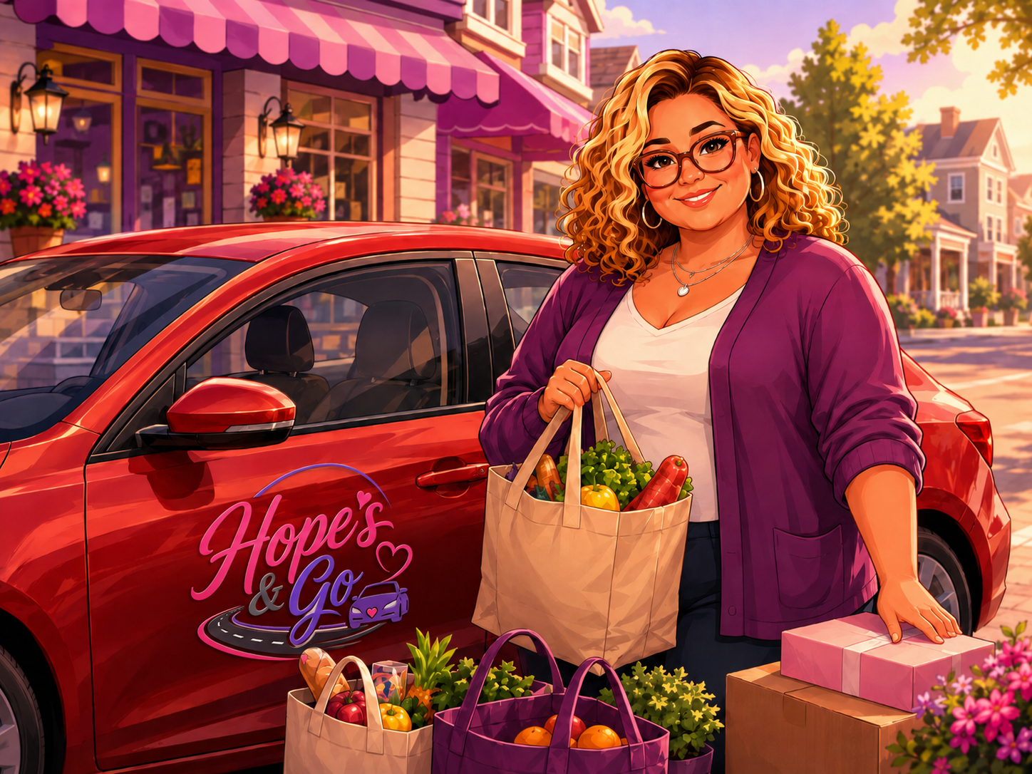 Hope's & Go delivery service beside a branded car