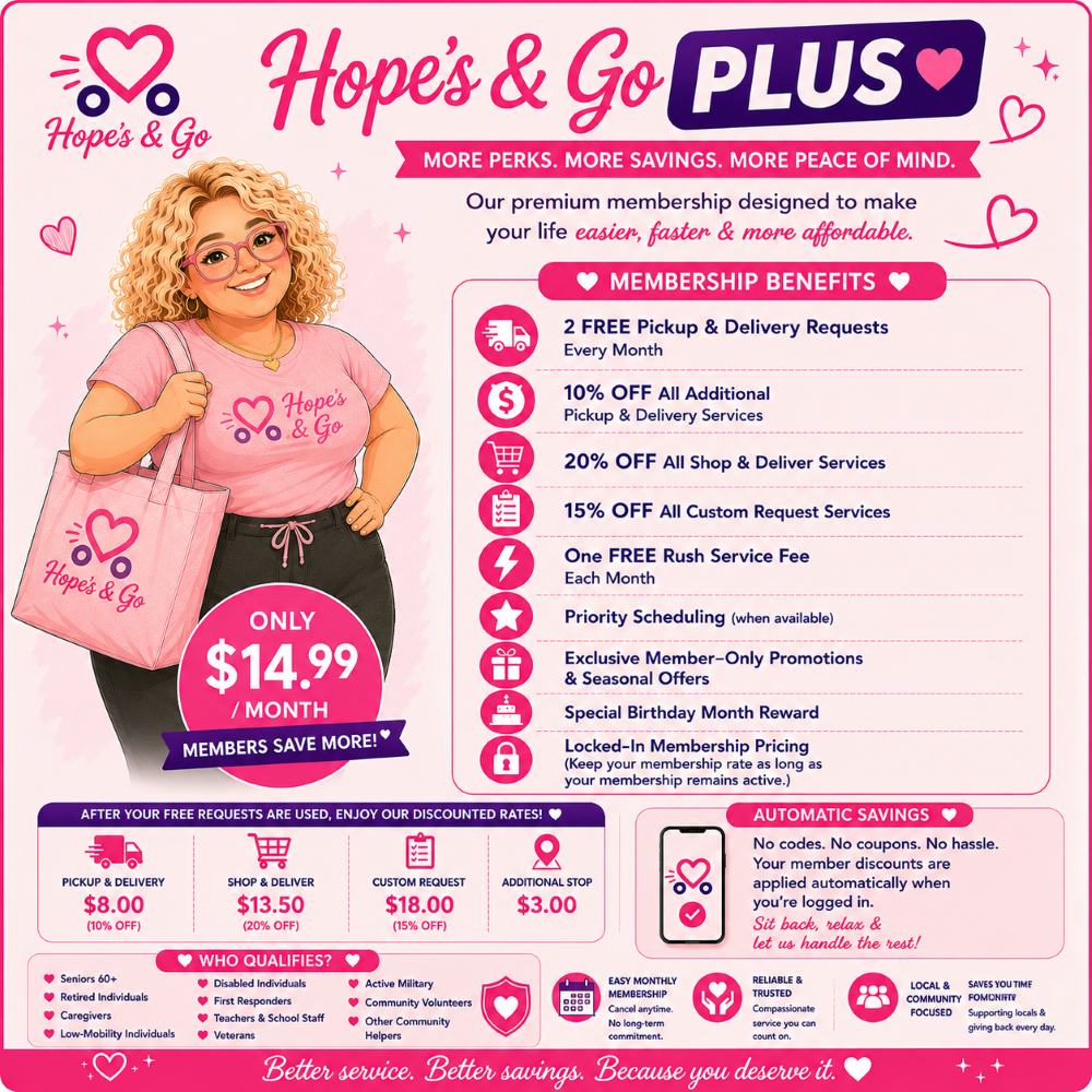 Hope's & Go Plus membership